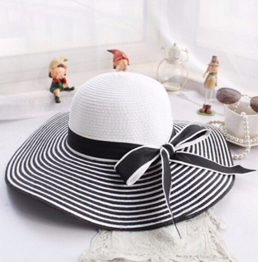 Bowknot Straw Beach Brimmed Hat